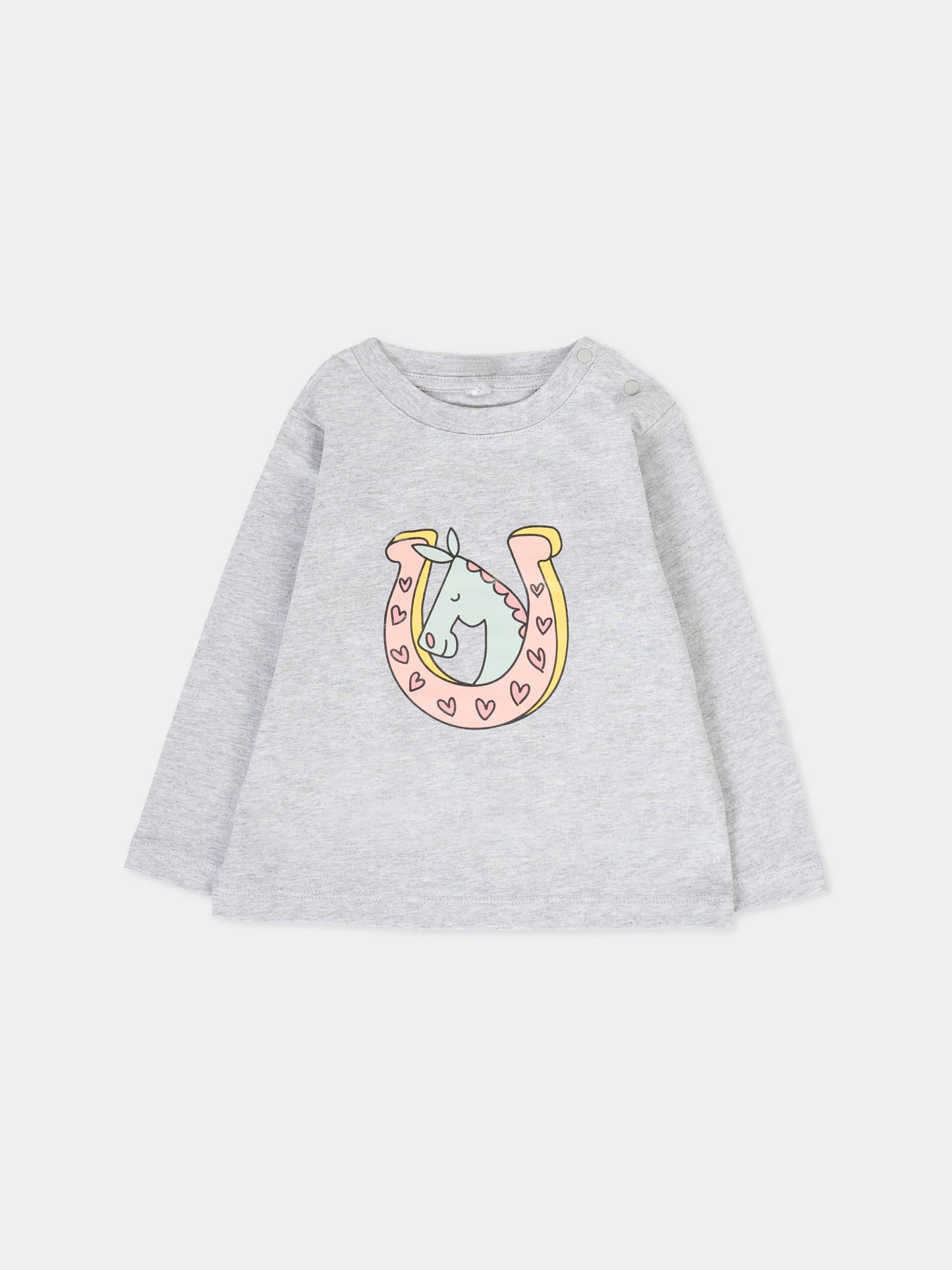 T-shirt grigia per neonata con cavallo,Stella Mccartney Kids,TV8080 Z0434 807