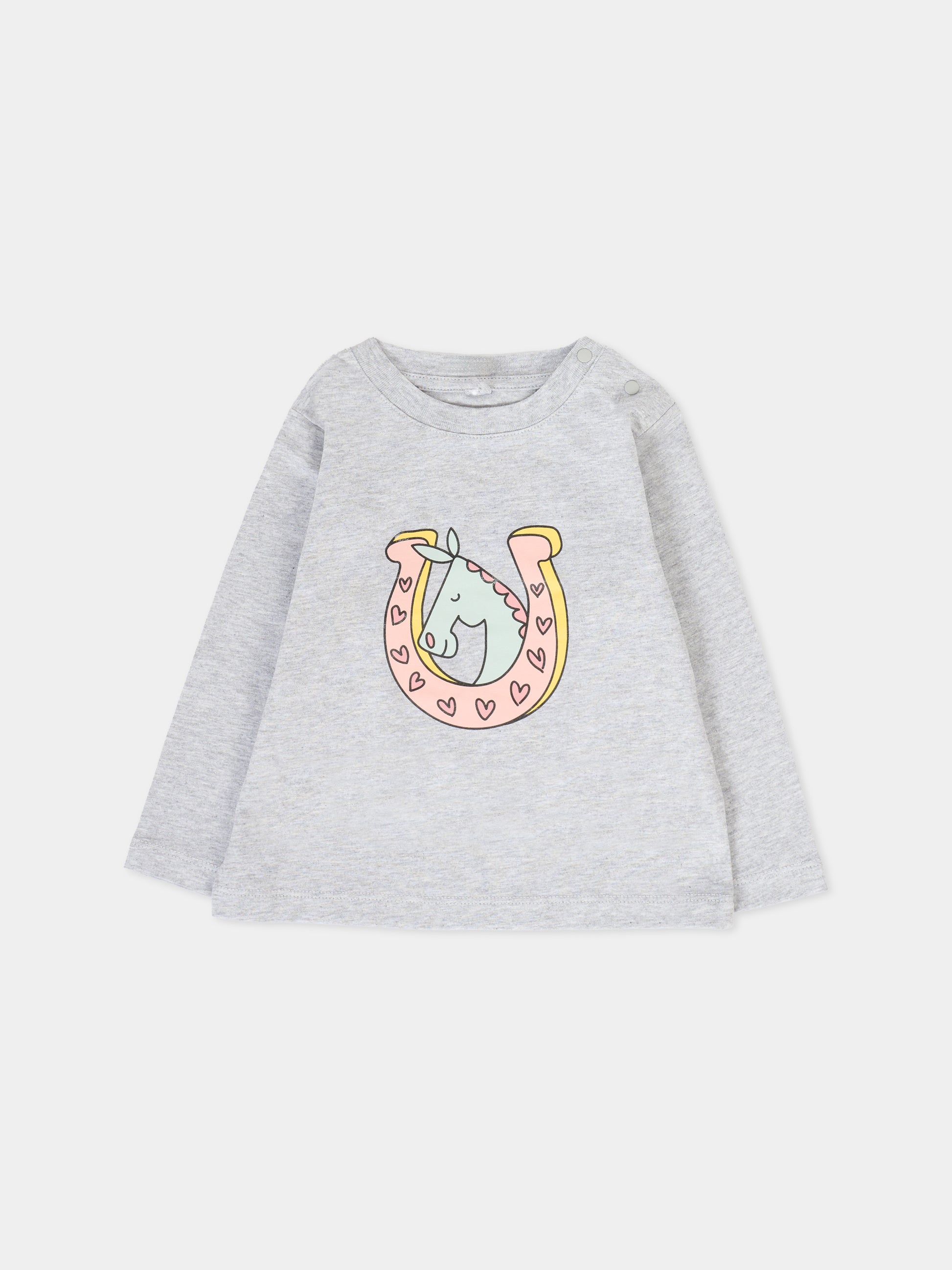 T-shirt grigia per neonata con cavallo,Stella Mccartney Kids,TV8080 Z0434 807