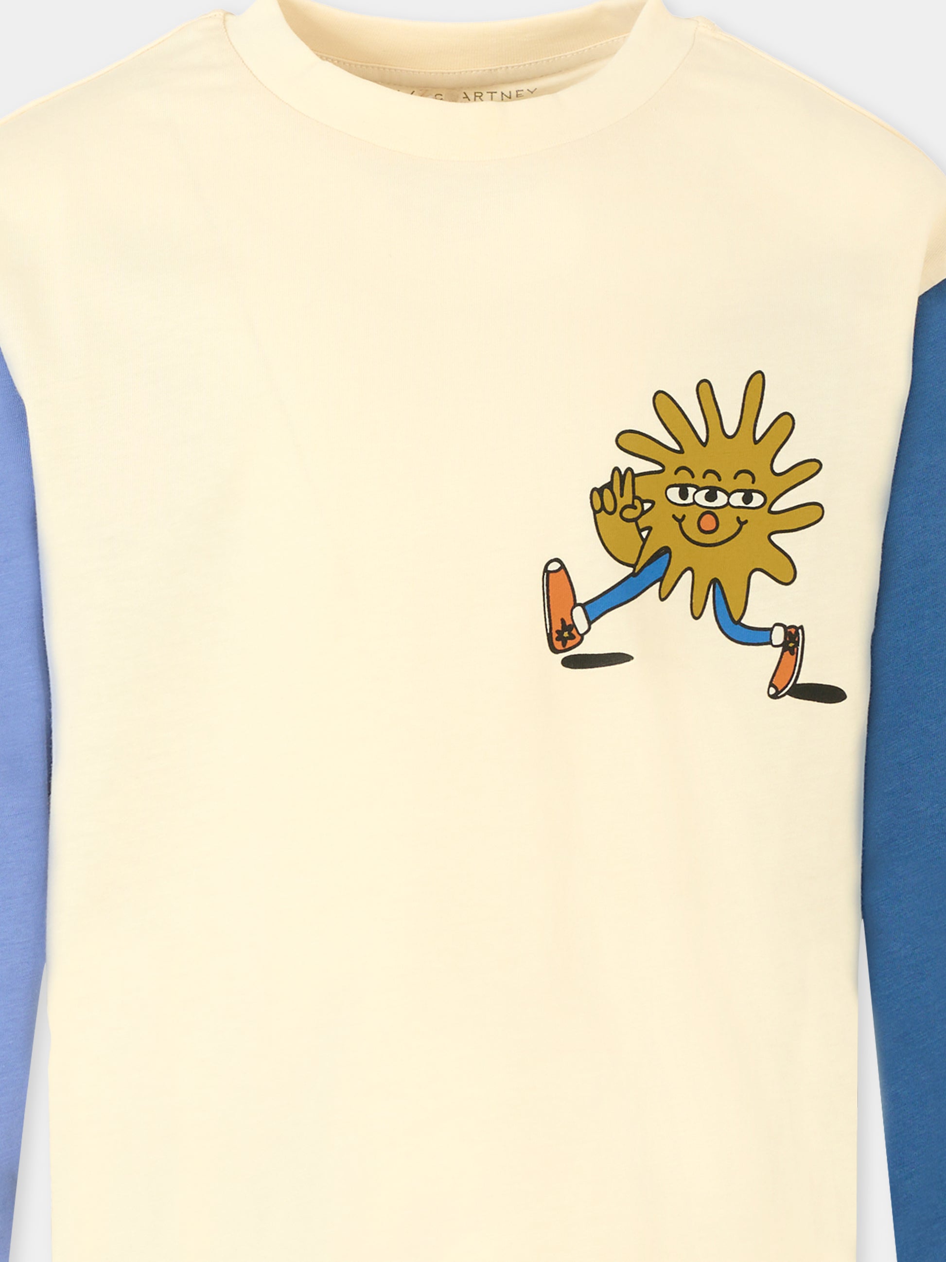 T-shirt beige per bambino con sole,Stella Mccartney Kids,TV8Q40 Z0434 168