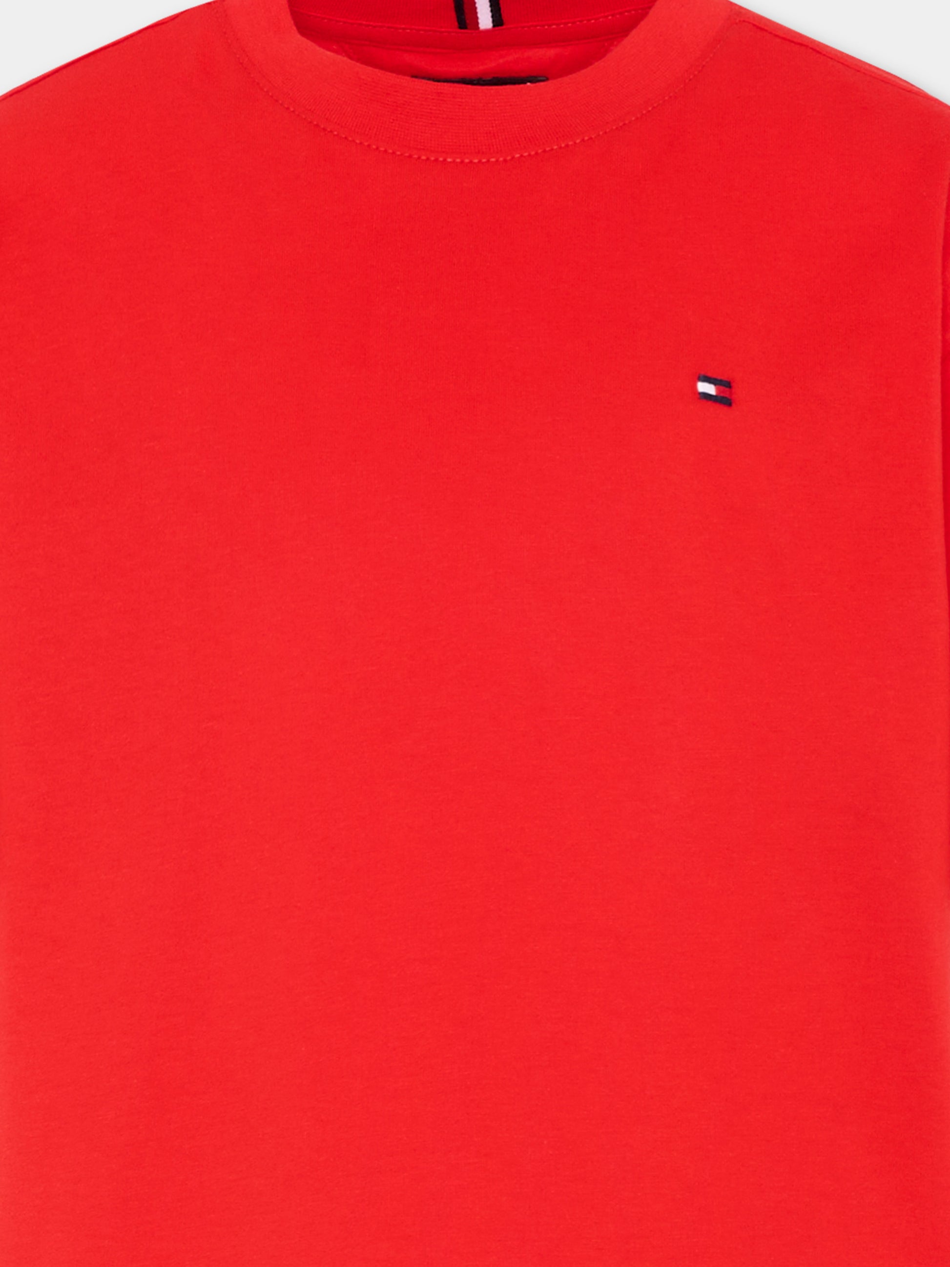 T-shirt rossa per bambino con Tommy Flag,Tommy Hilfiger Junior,KB0KB09646 XL8