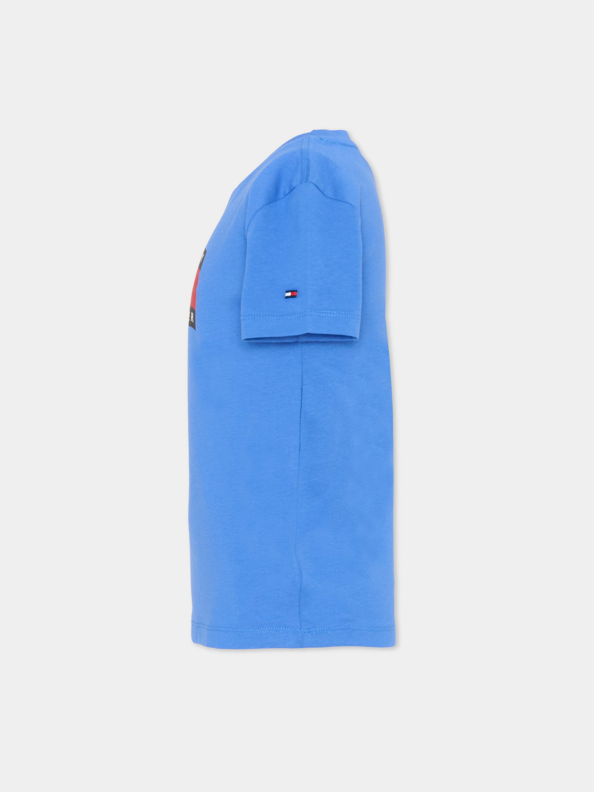 T-shirt blu per bambino con logo,Tommy Hilfiger Junior,KB0KB10275 C6H