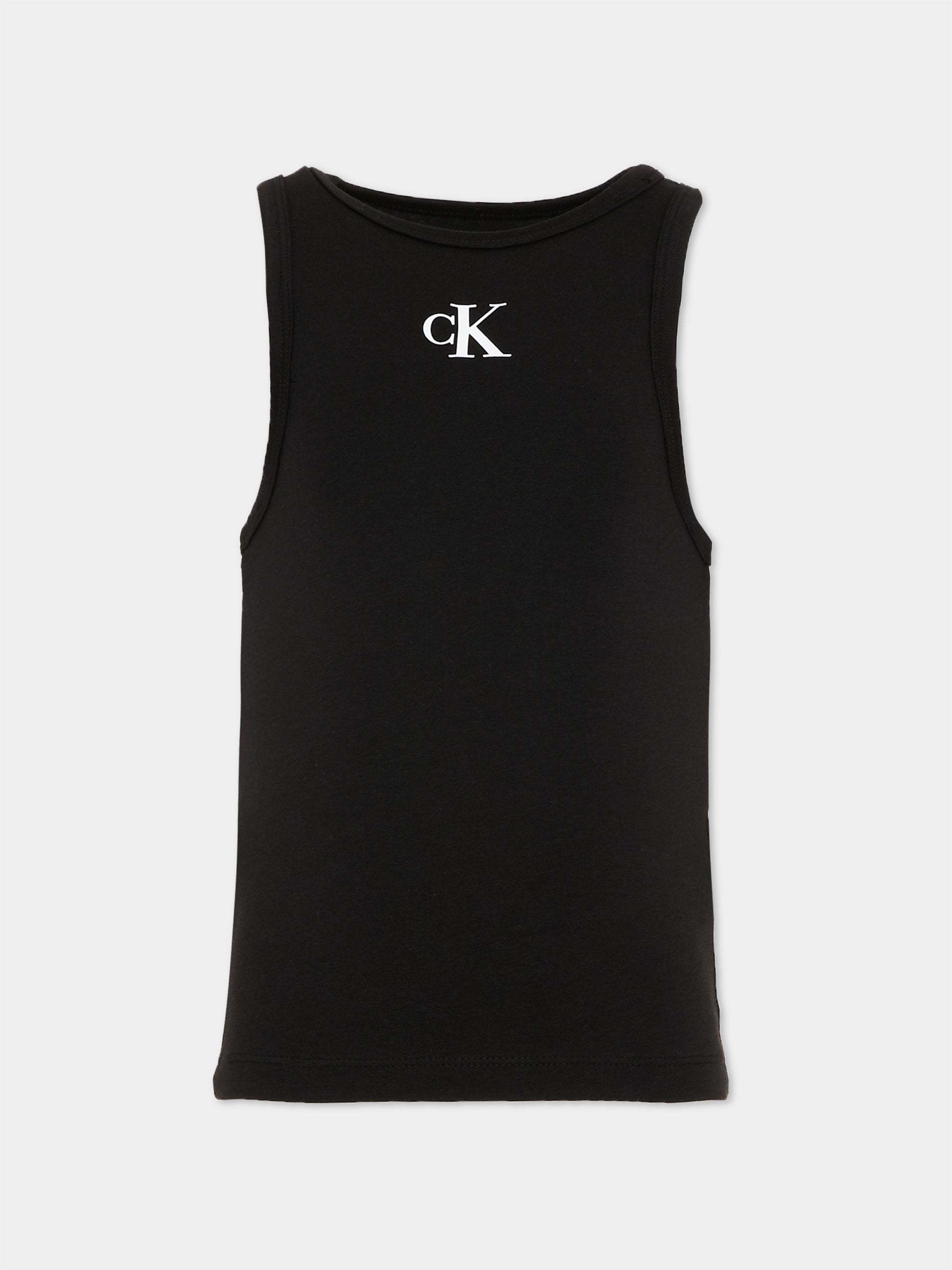 Canotta nera per bambina con logo,Calvin Klein Kids,LVCKSJB10G BEH