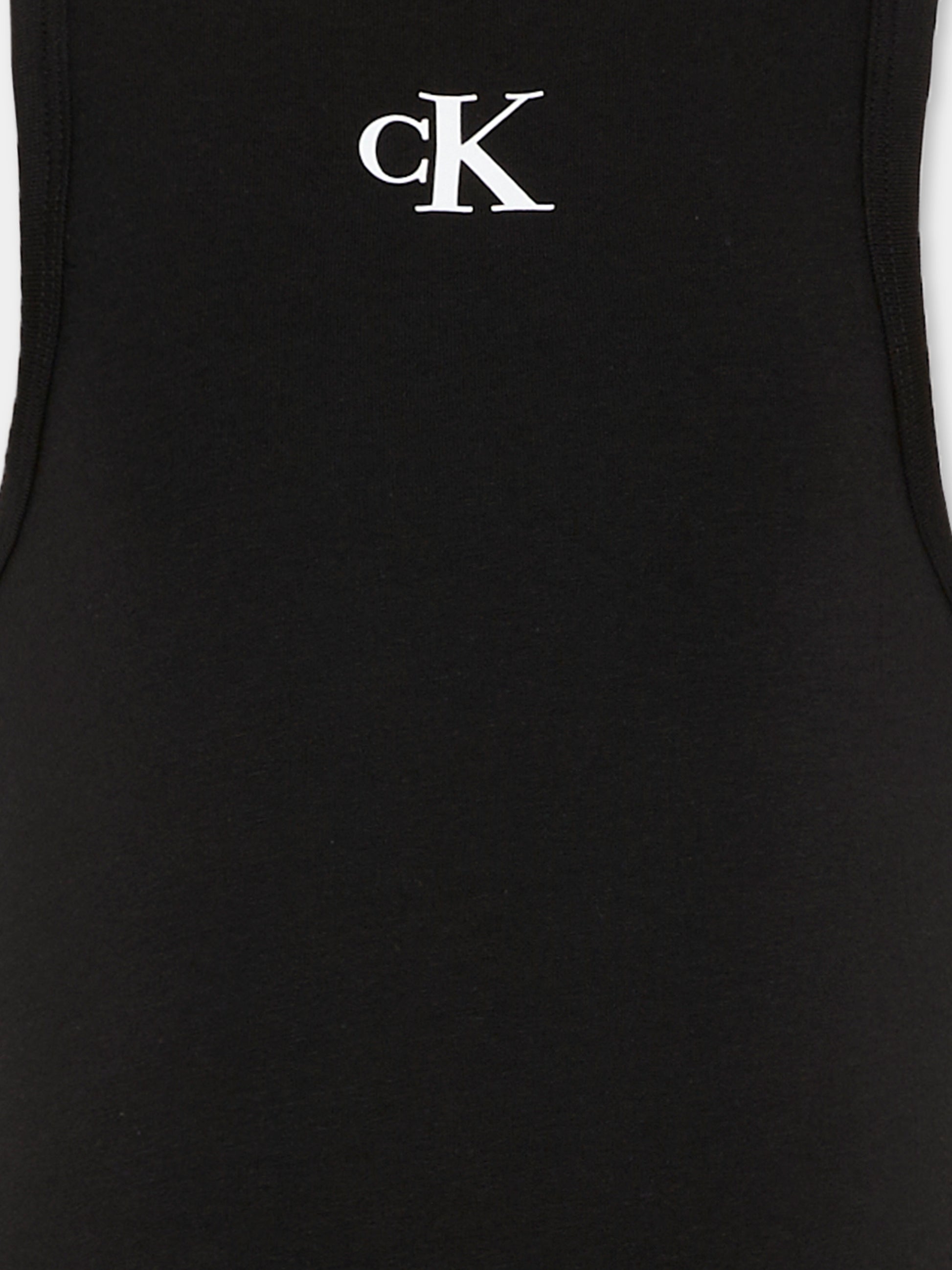Canotta nera per bambina con logo,Calvin Klein Kids,LVCKSJB10G BEH