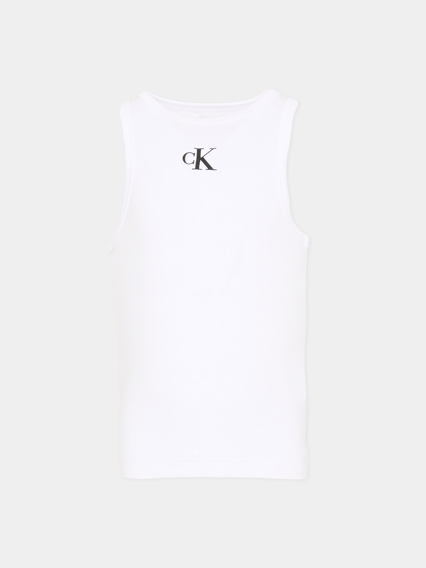 Canotta bianca per bambina con logo,Calvin Klein Kids,LVCKSJB10G YAF