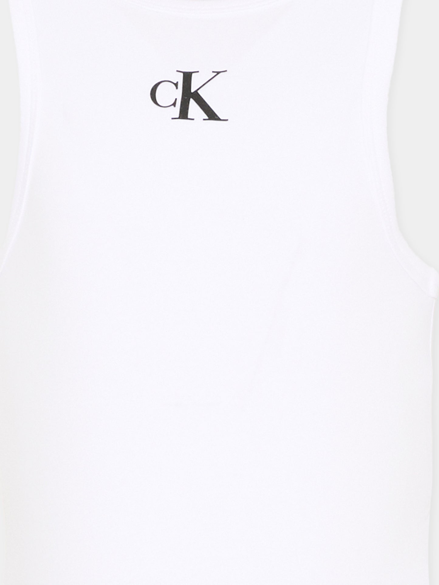 Canotta bianca per bambina con logo,Calvin Klein Kids,LVCKSJB10G YAF