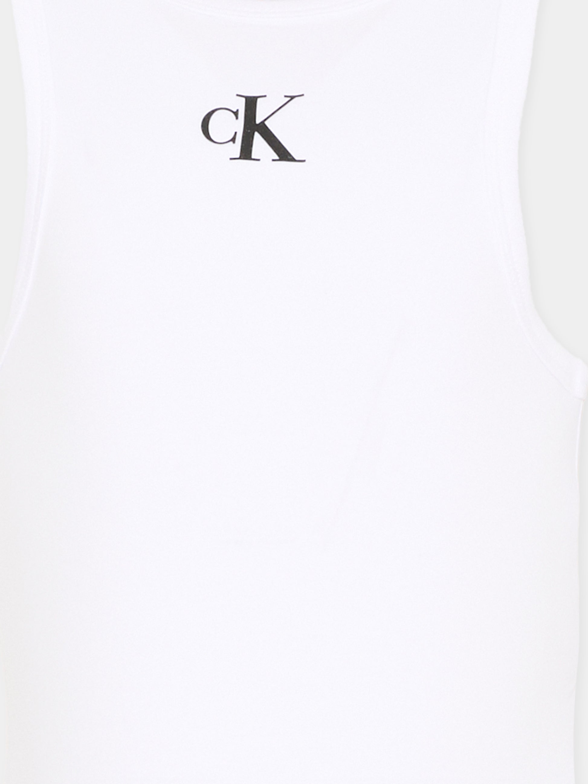 Canotta bianca per bambina con logo,Calvin Klein Kids,LVCKSJB10G YAF