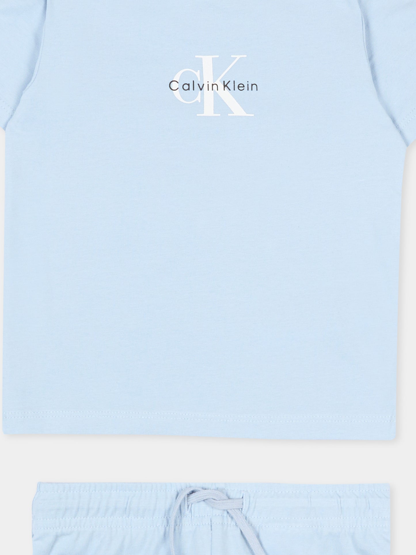Completo sportivo celeste per neonato con logo,Calvin Klein Kids,LVCKSJI09B C1O