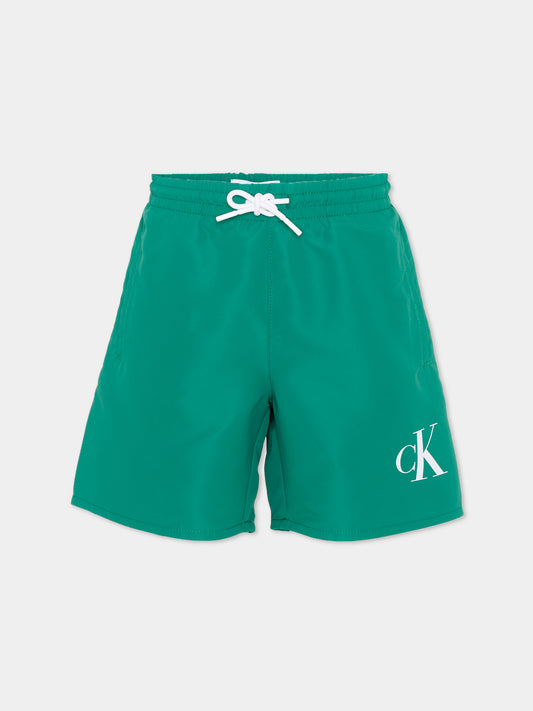 Boxer mare verde per bambino con logo,Calvin Klein Kids,KV0KV00056 MRW