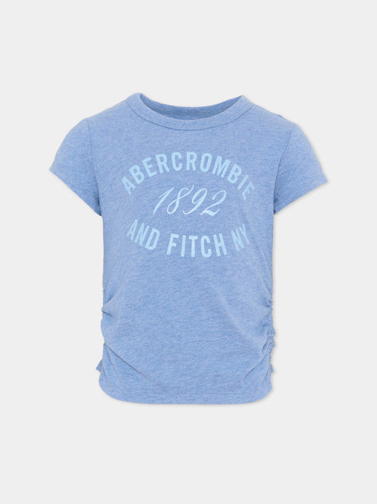 T-shirt blu per bambina con logo,Abercrombie & Fitch,43AJ73 UGC