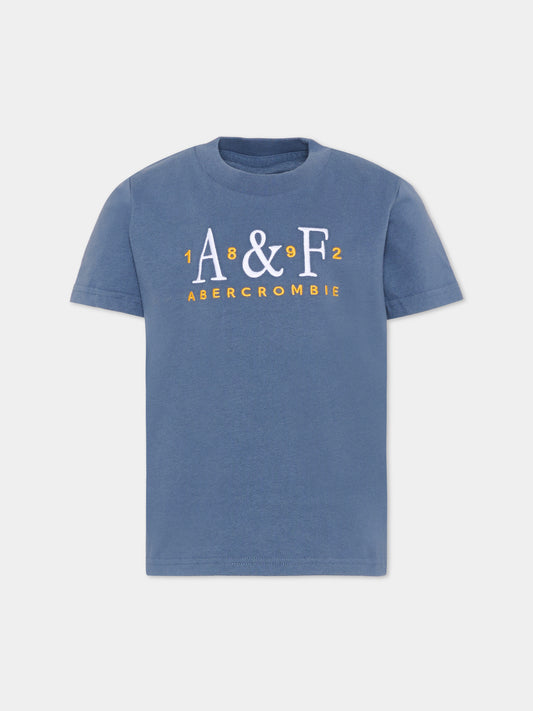 T-Shirt blu per bambini con logo,Abercrombie & Fitch,93AH15 C1E