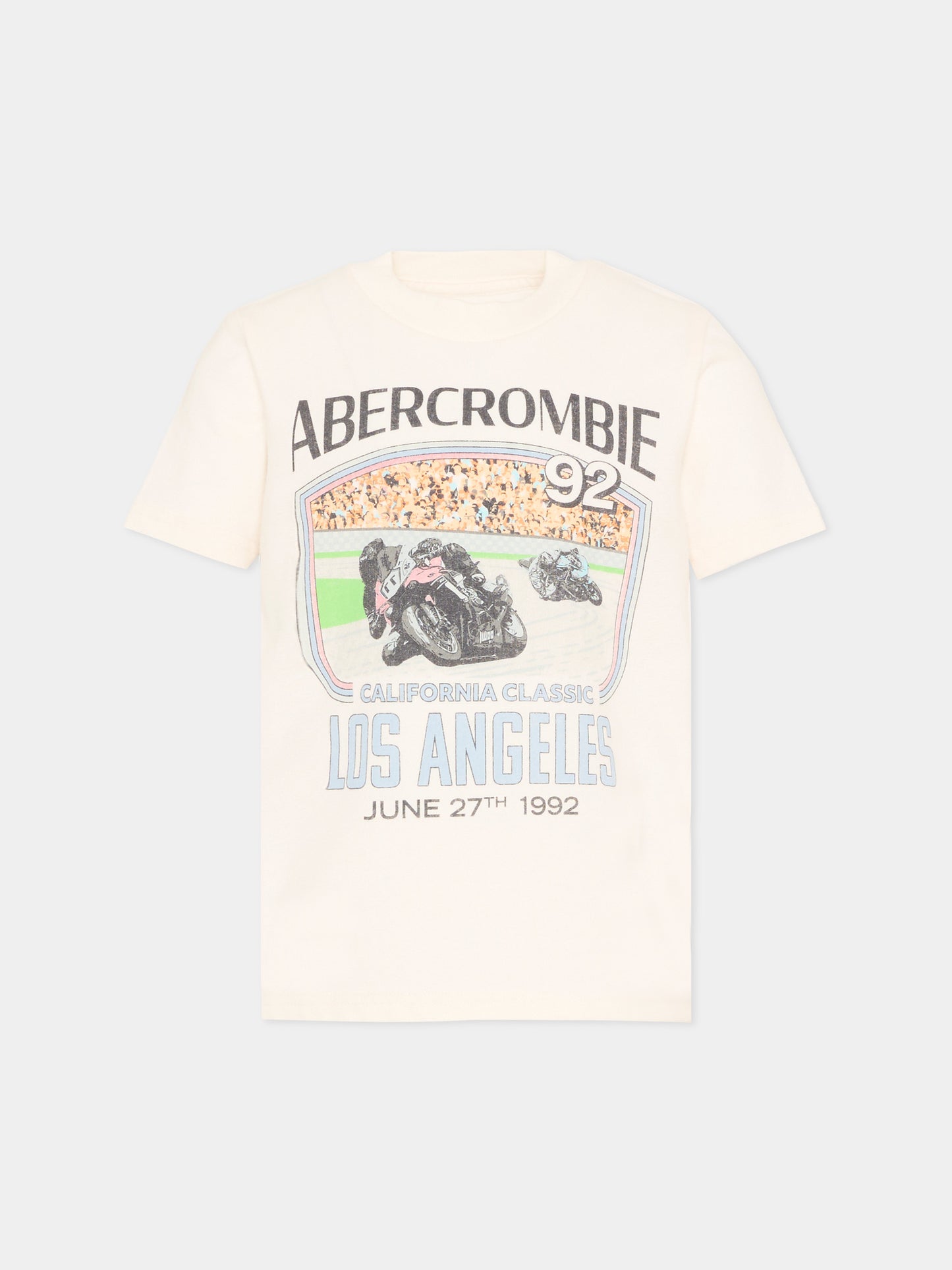 T-Shirt avorio per bambino con logo,Abercrombie & Fitch,93AN24 W7M