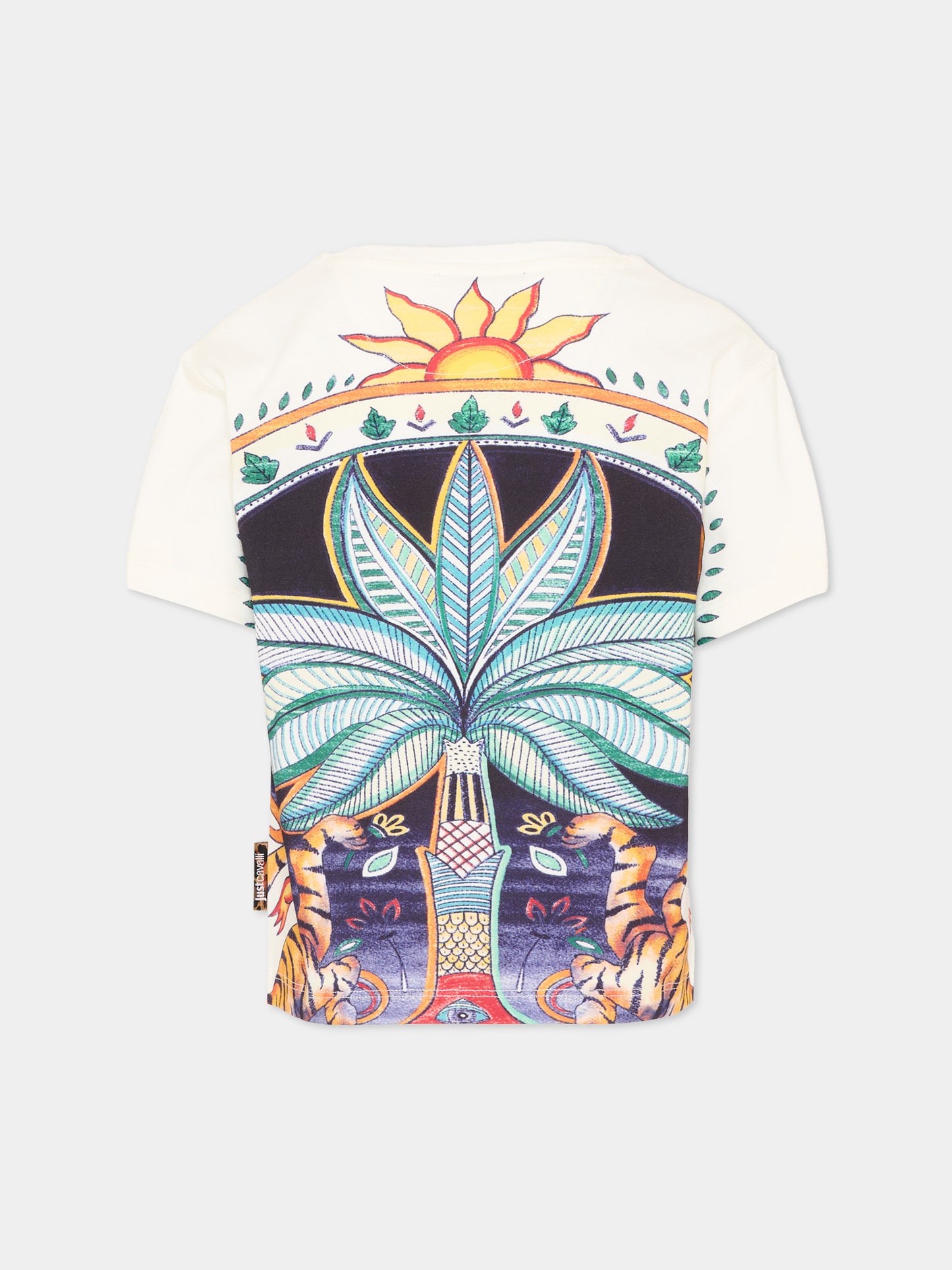 T-shirt multicolor per bambino con stampa giungla,Just Cavalli Kids,JBP26077TS INDIA DIGITAL