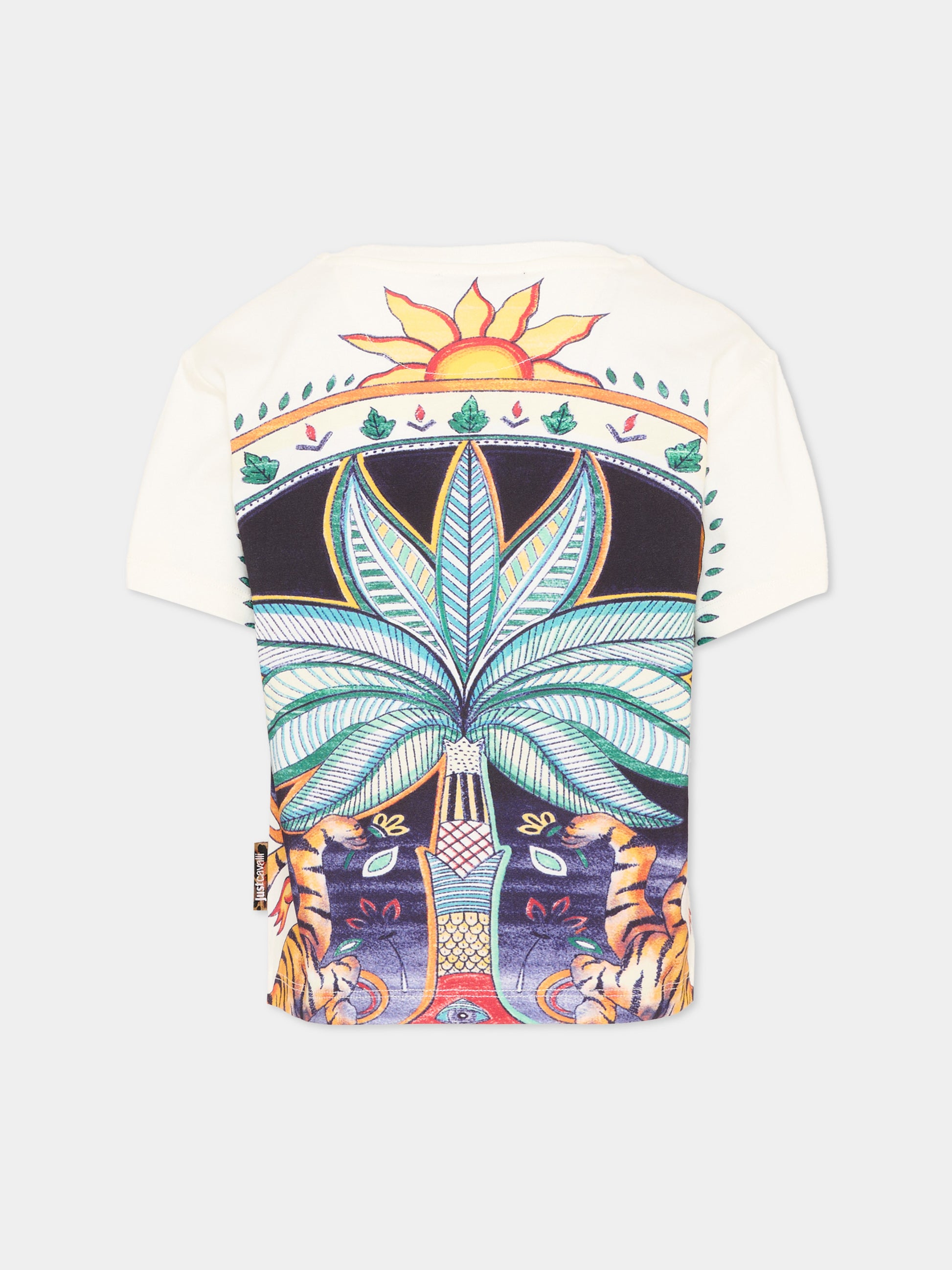 T-shirt multicolor per bambino con stampa giungla,Just Cavalli Kids,JBP26077TS INDIA DIGITAL