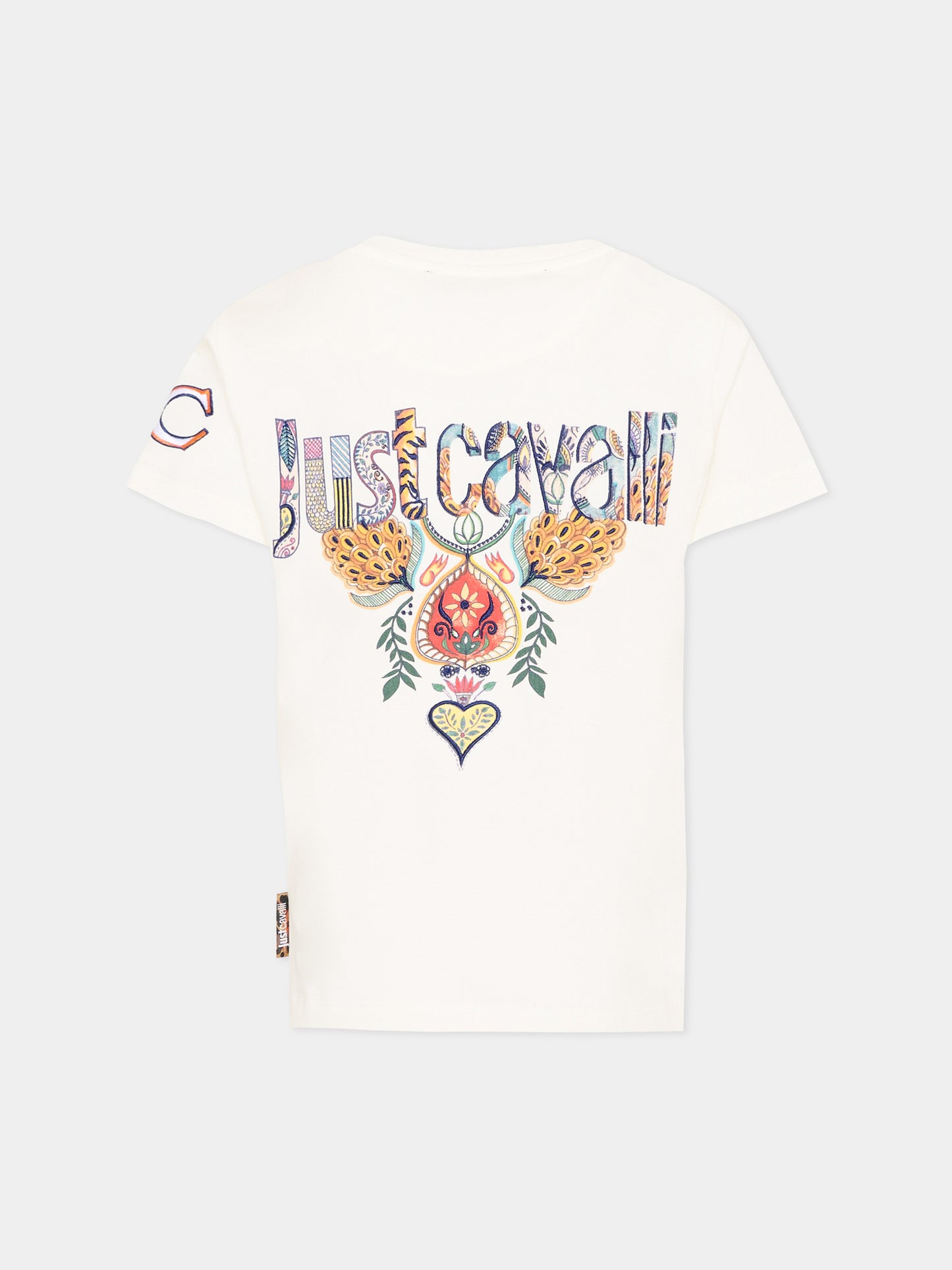 T-Shirt avorio per bambino con logo,Just Cavalli Kids,JBP26076TS PRISTINE