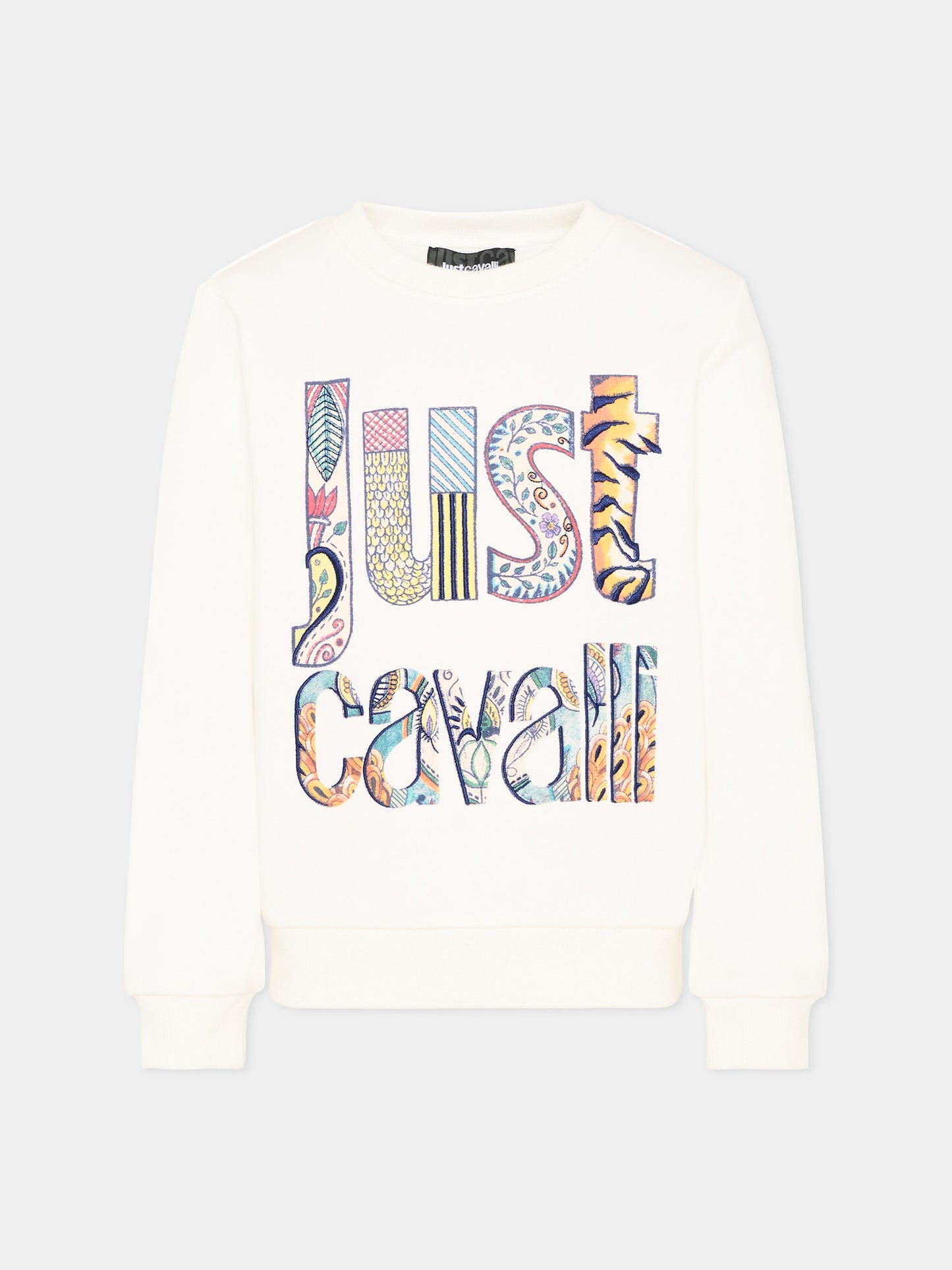 Felpa avorio per bambini con logo,Just Cavalli Kids,JBP26068FE PRISTINE