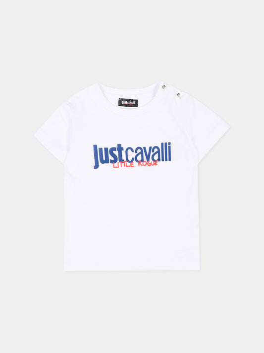 T-Shirt bianca per neonato con logo,Just Cavalli Kids,JIP26047TS WHITE