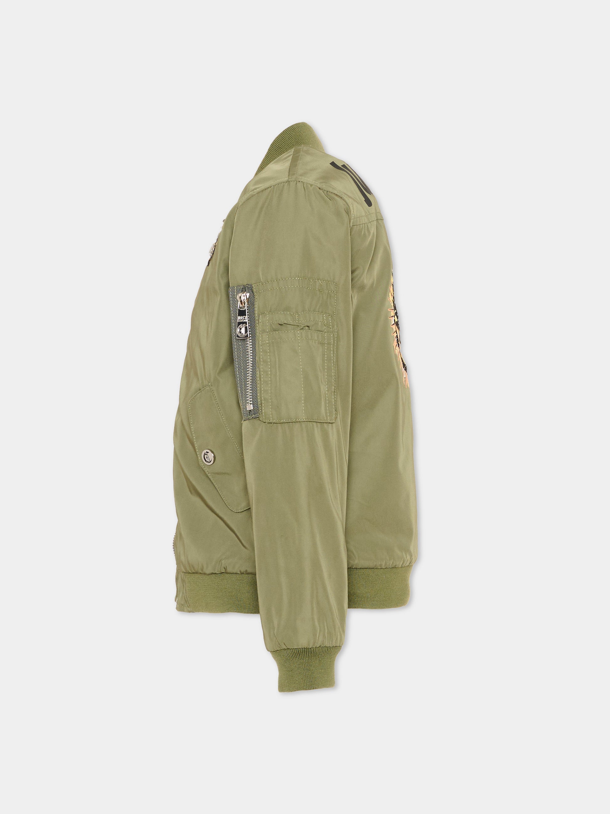 Bomber verde per bambino con tigre,Just Cavalli Kids,JIP26086GB GREEN CALLISTE