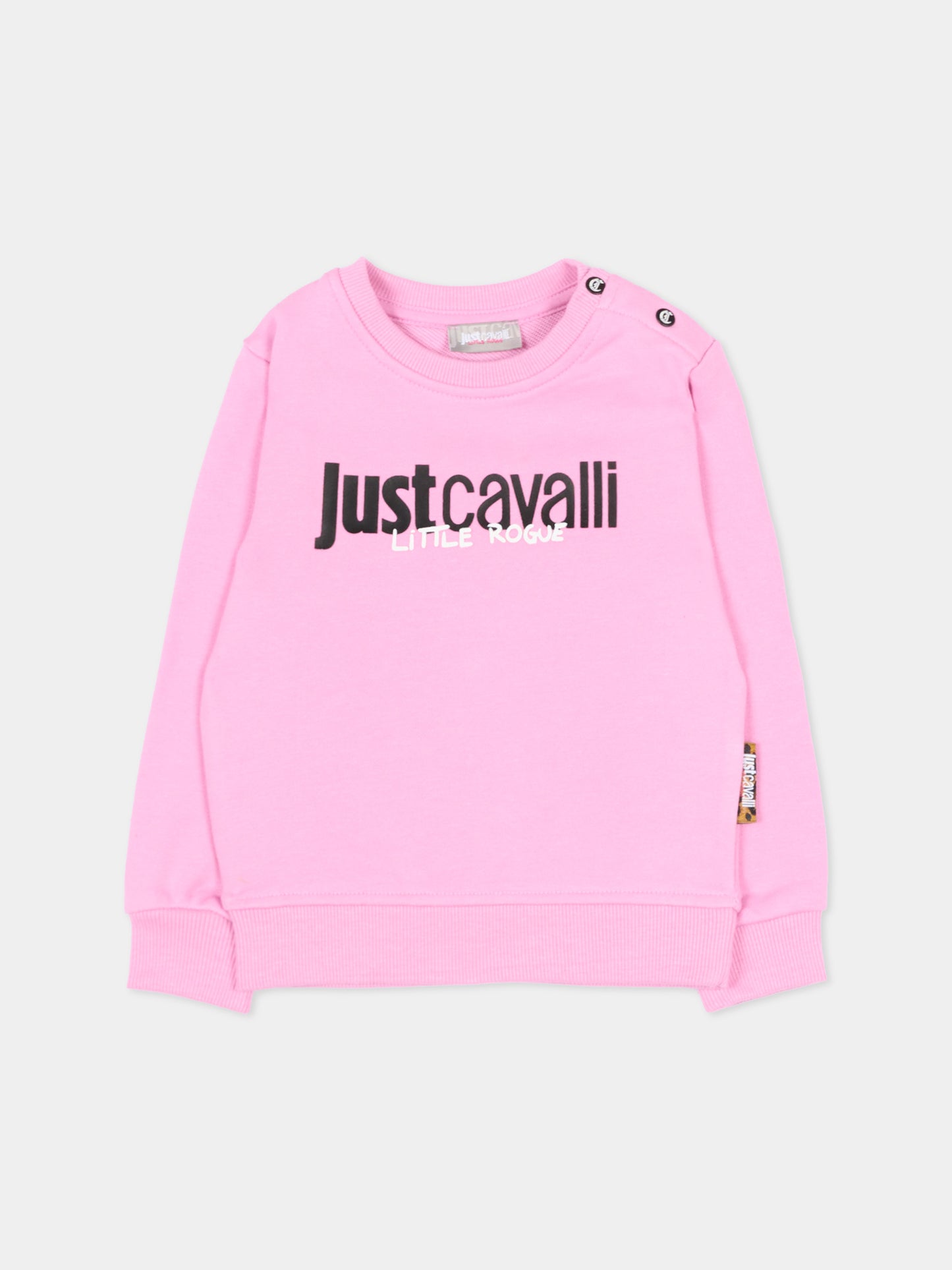Felpa rosa per neonata con logo,Just Cavalli Kids,JIP26028FE PINK BEGONIA