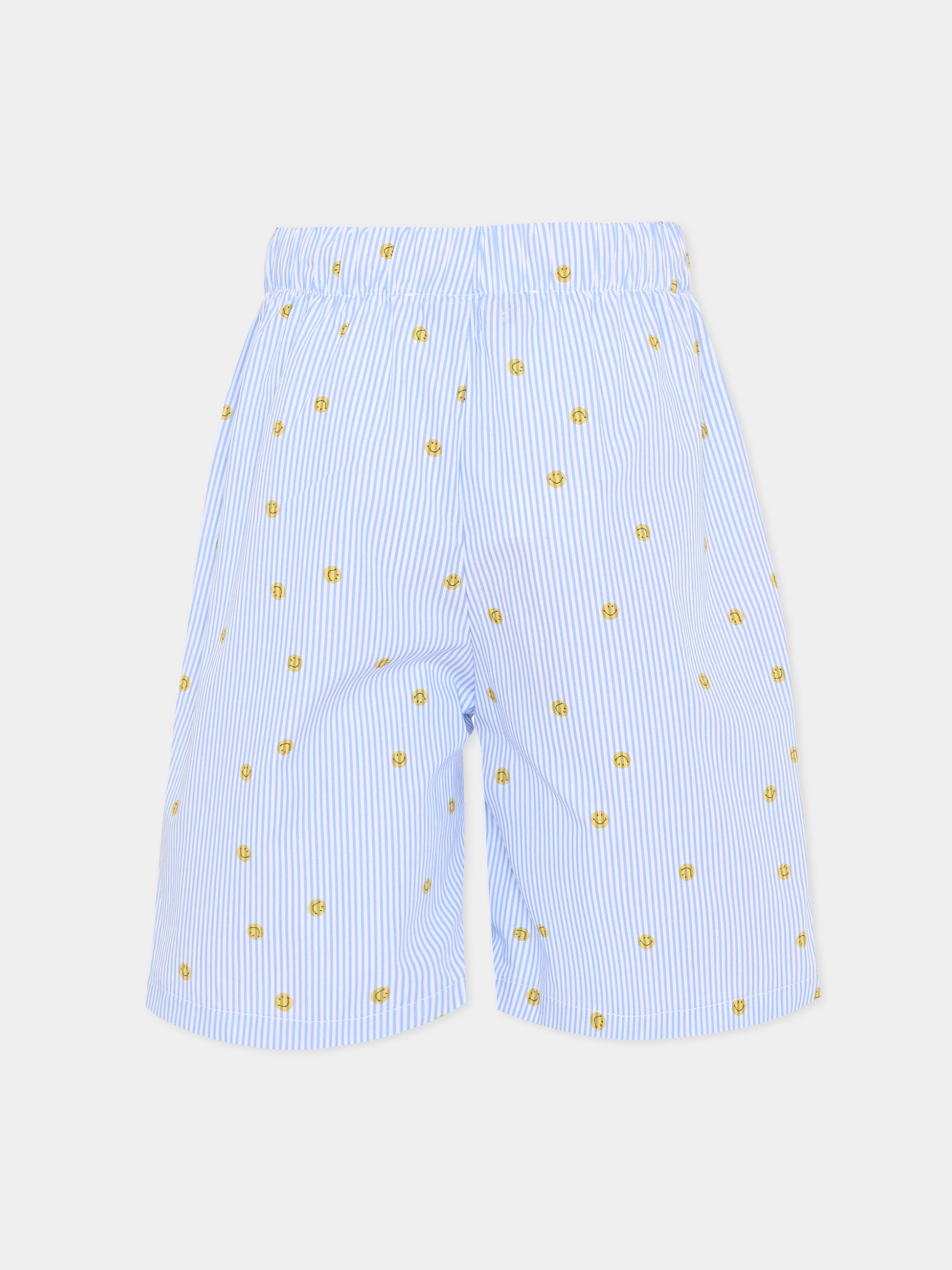Shorts celeste per bambini con smiley,Joshua Sanders Kidz,K36A3PA03BU