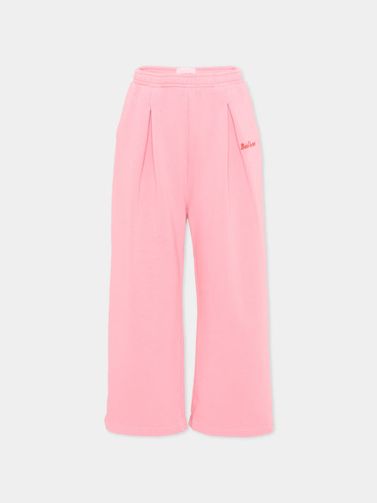 Pantaloni sportivi rosa per bambina con logo,Bobo Choses,B126AC087