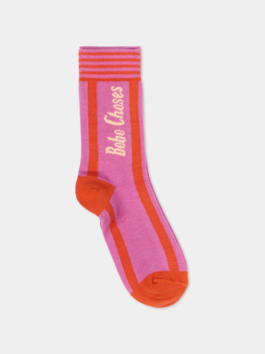 Calzini viola per bambina con logo,Bobo Choses,B126AI005