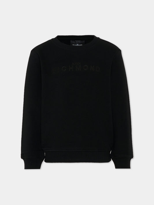 Felpa nera per bambini con logo,Richmond,RBP26013FE BLACK