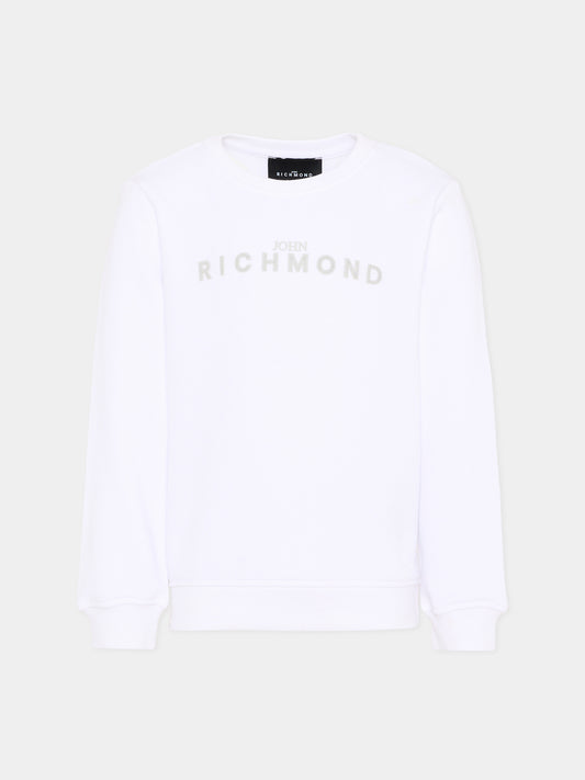 Felpa bianca per bambini con logo,Richmond,RBP26013FE WHITE