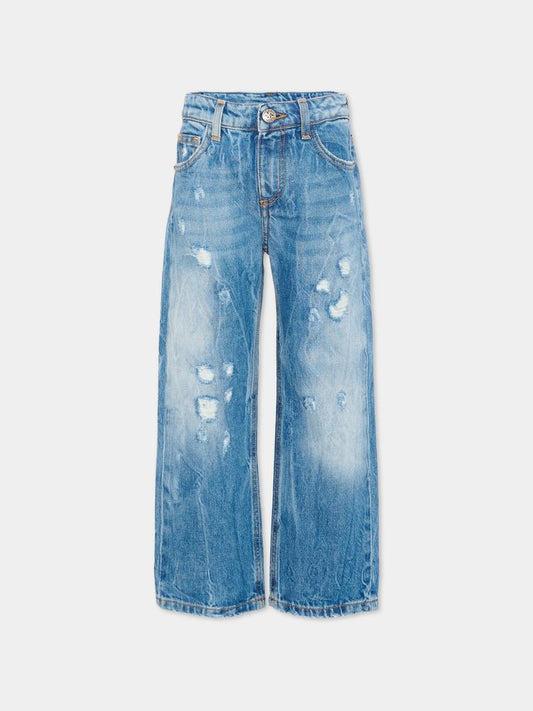 Jeans denim per bambino con maxi logo,Richmond,RBP26228JE DENIM STONEWASH