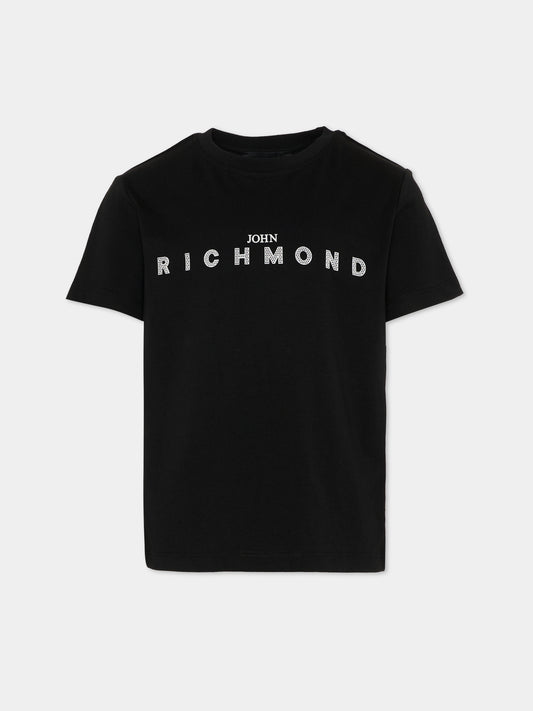 T-shirt nera per bambini con logo,Richmond,RBP26008TS BLACK