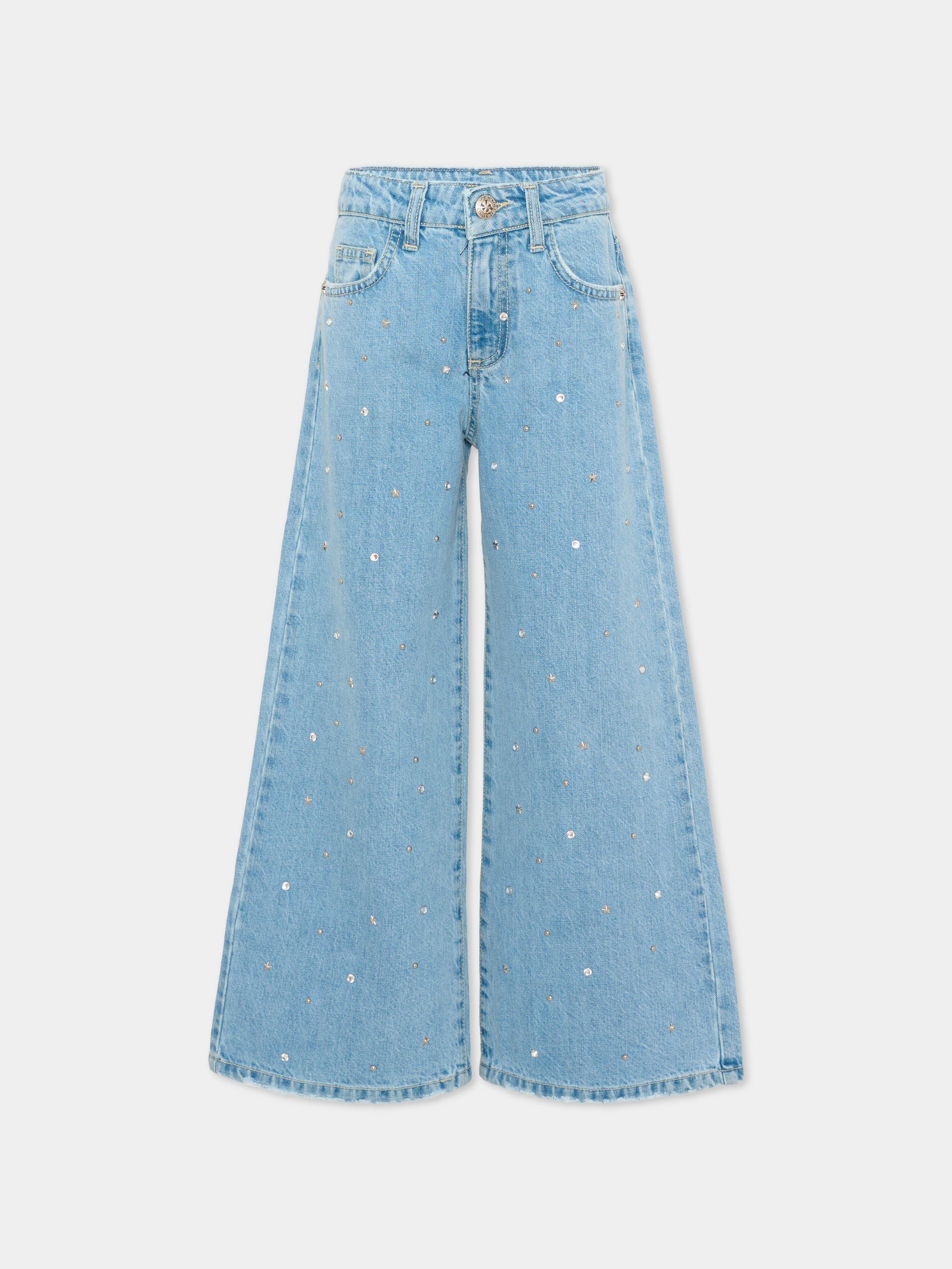 Jeans denim per bambina con strass,Richmond,RGP26133JE DENIM BLUE LIGHT