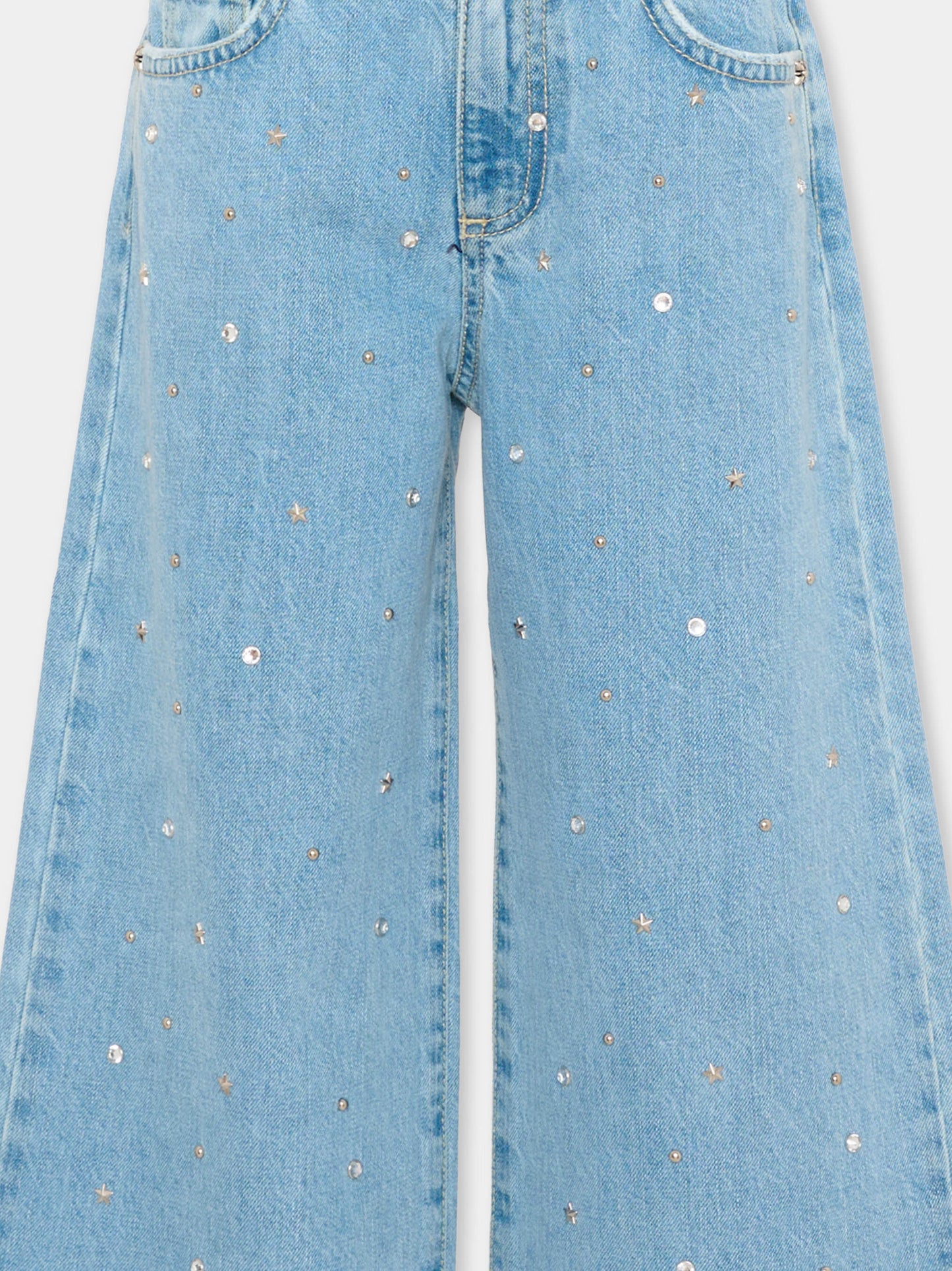 Jeans denim per bambina con strass,Richmond,RGP26133JE DENIM BLUE LIGHT