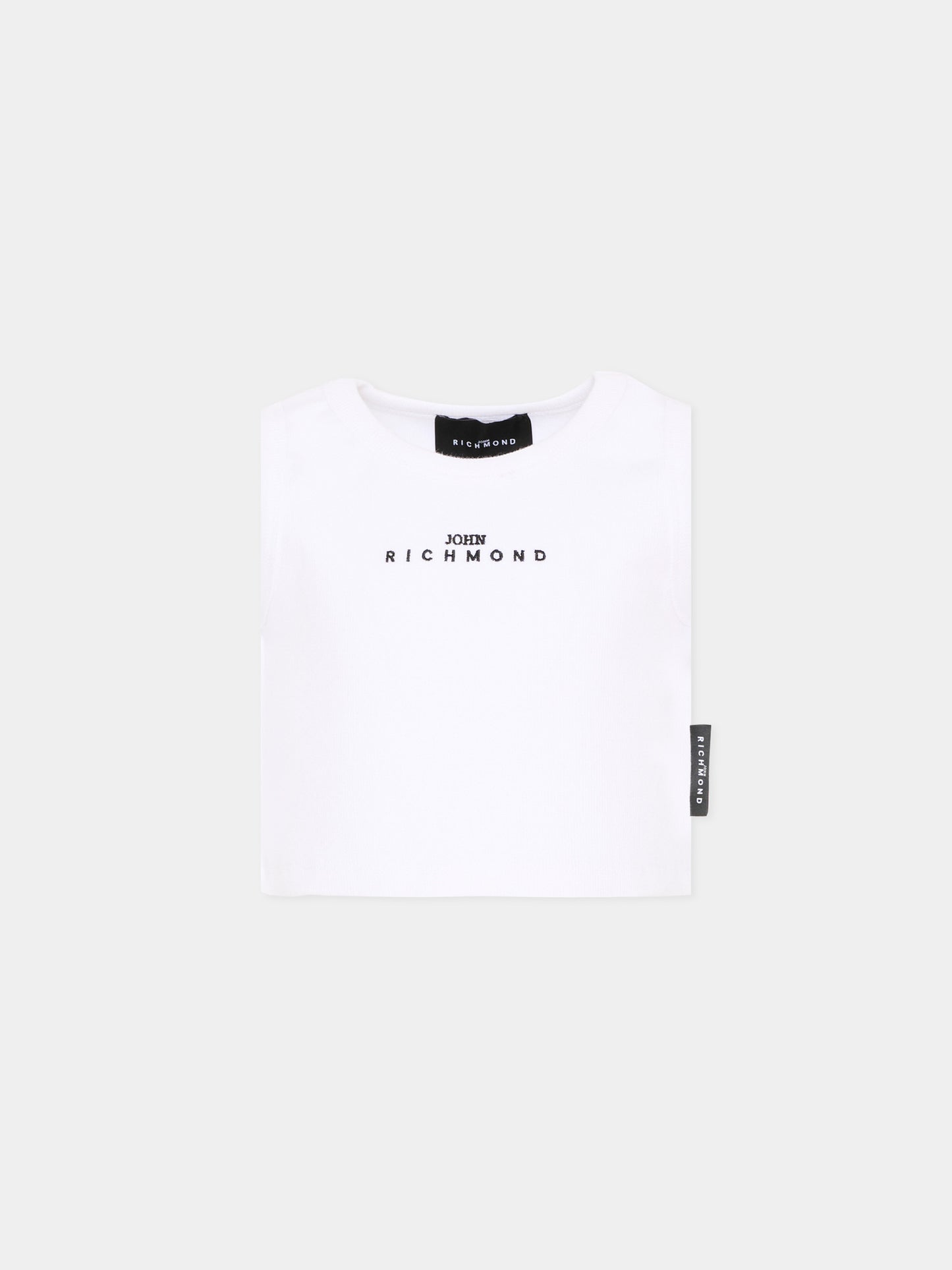 Top bianco per bambina con logo,Richmond,RGP26172CN WHITE