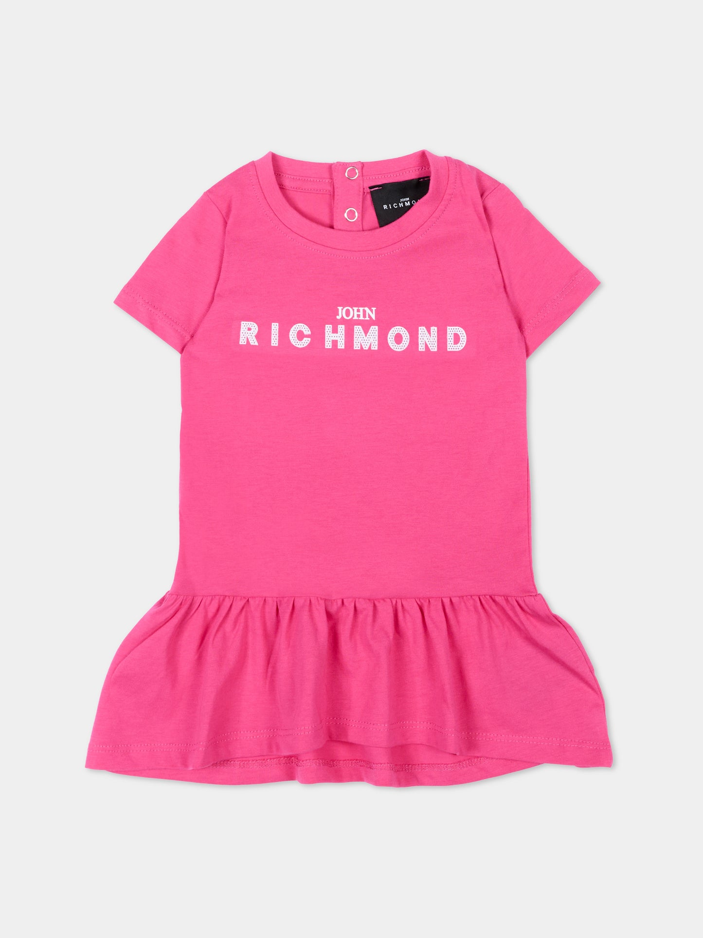 Vestito fucsia per neonata con logo,Richmond,RIP26034VE FUCHSIA PURPLE