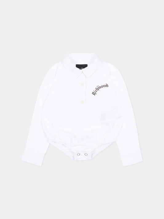 Camicia bianca per neonato con logo,Richmond,RIP26082CB WHITE