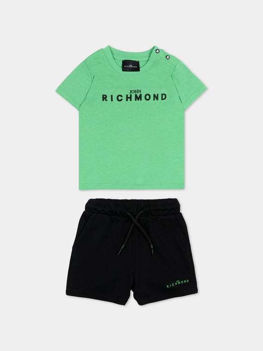 Completo sportivo verde per neonato con logo,Richmond,RIP26006CJ GREEN VIBRANT
