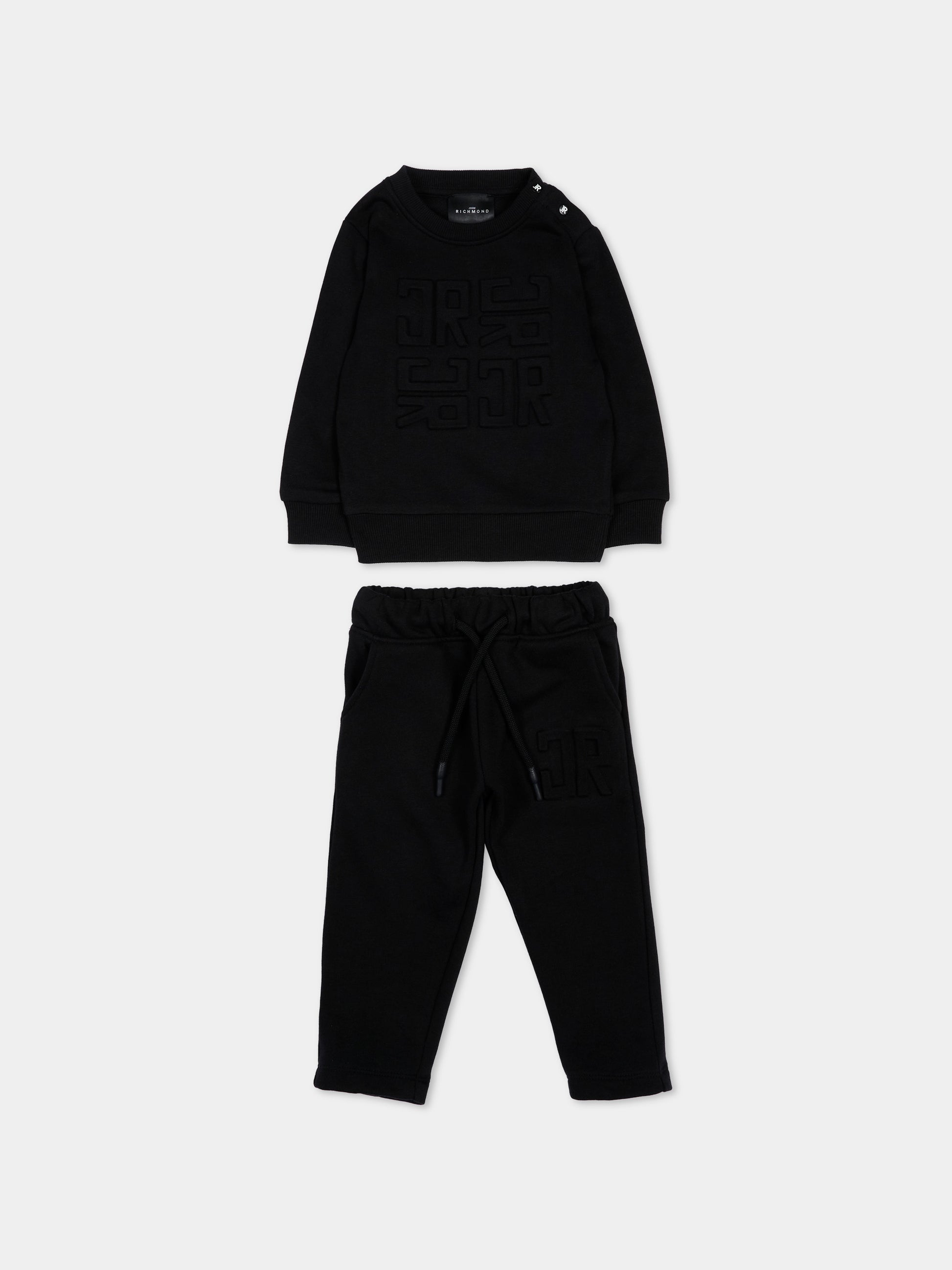 Completo sportivo nero per neonato con logo,Richmond,RIP26014CF BLACK