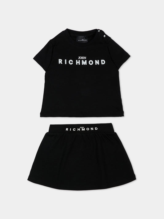 Completo sportivo nero per neonata con logo,Richmond,RIP26043CJ BLACK
