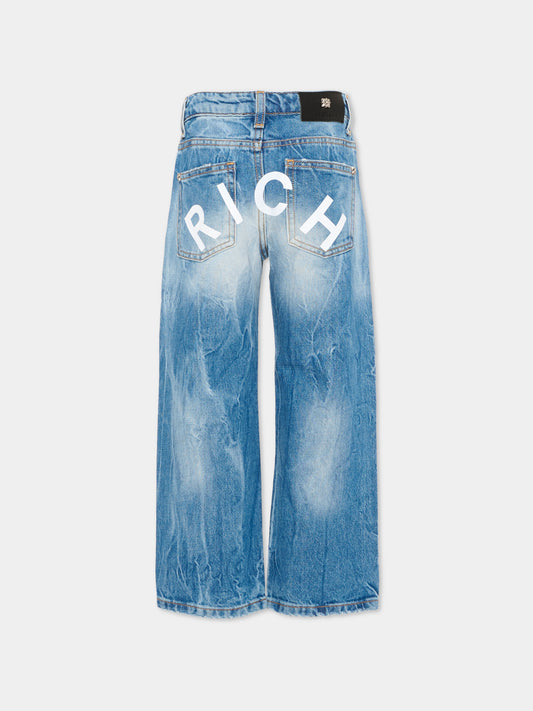 Jeans denim per bambina con logo,Richmond,RGP26221JE DENIM STONEWASH