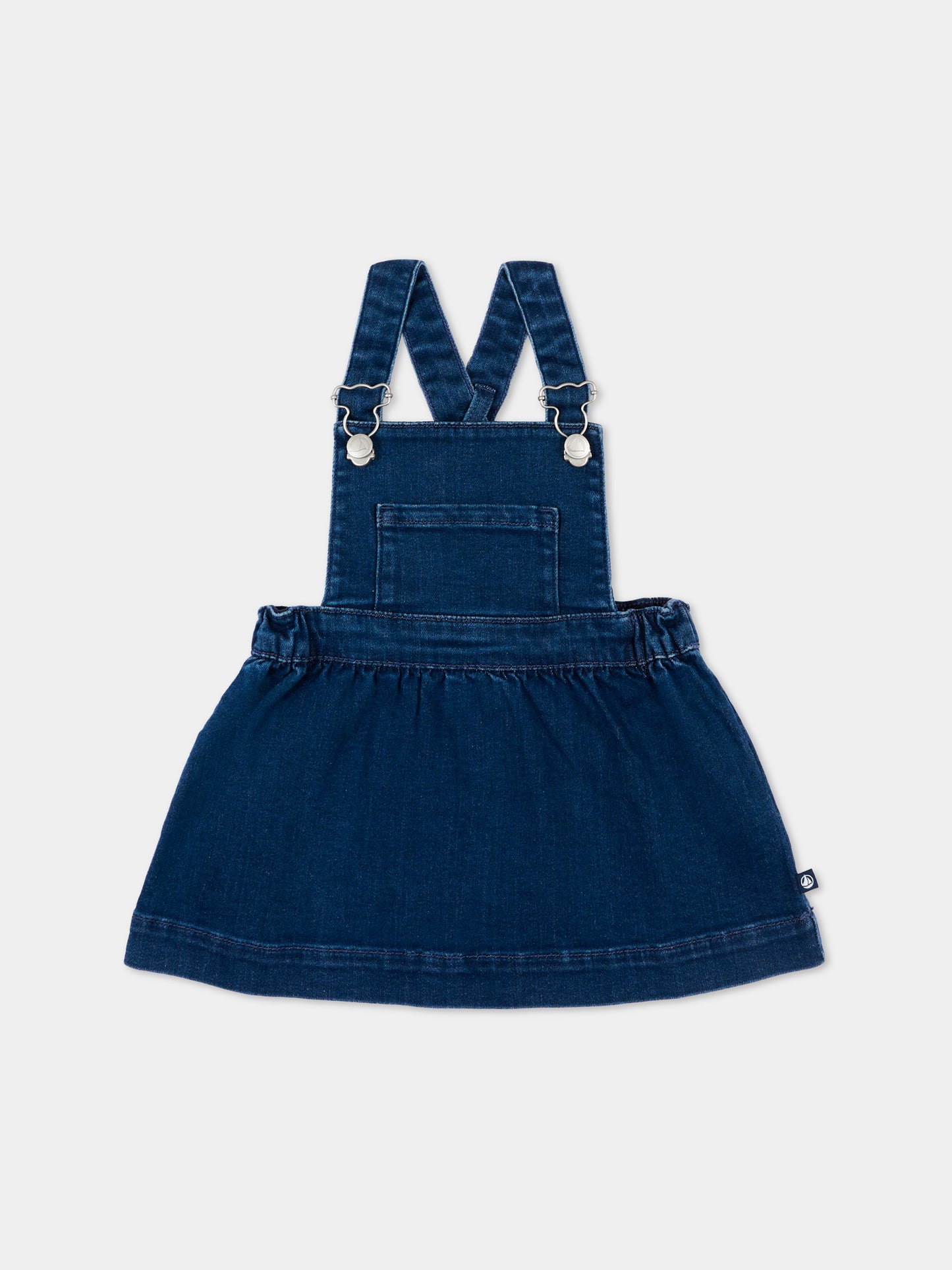 Salopette denim per neonata,Petit Bateau,A0F4Q DENIM MOYEN 01