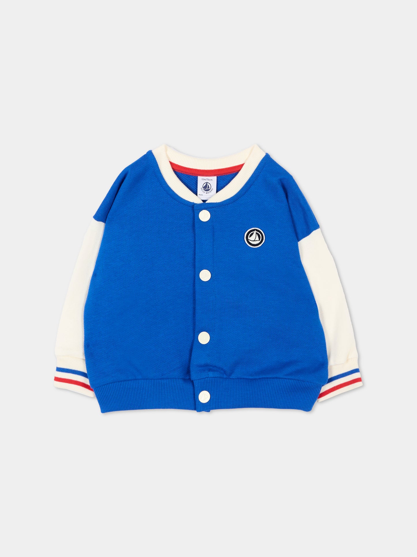 Bomber blu per neonato con logo,Petit Bateau,A0FRP PERSE/MILK 01