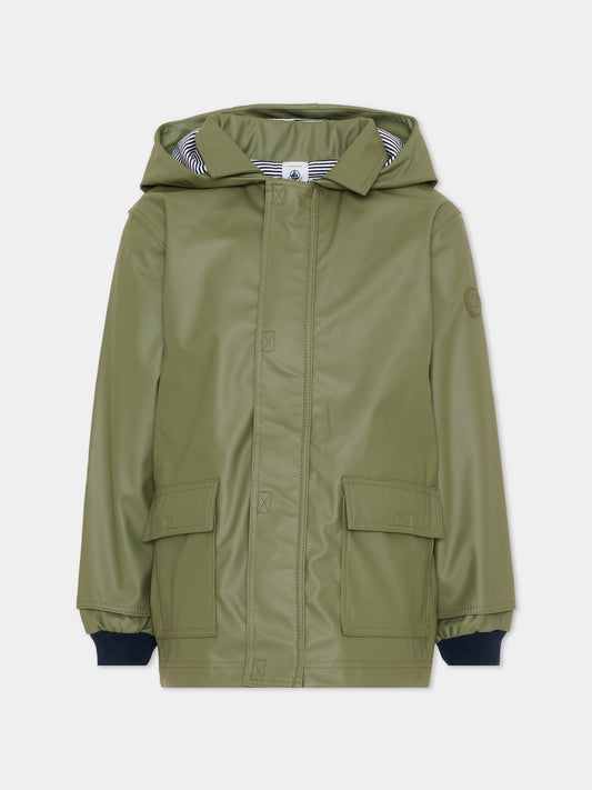Giacca a vento verde per bambini,Petit Bateau,A0FJK OLIVINE 01