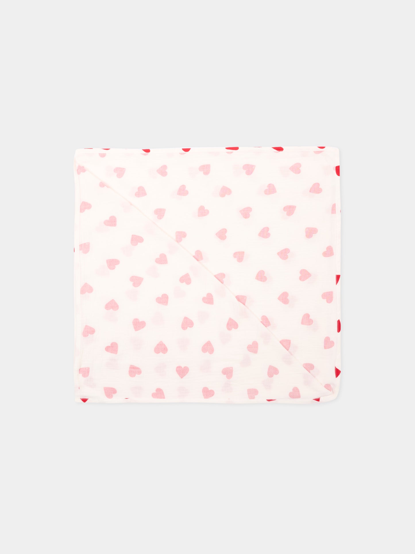 Coperta avorio per neonata con cuori,Petit Bateau,A0EZH MARSHMALLOW/TERKUIT 01