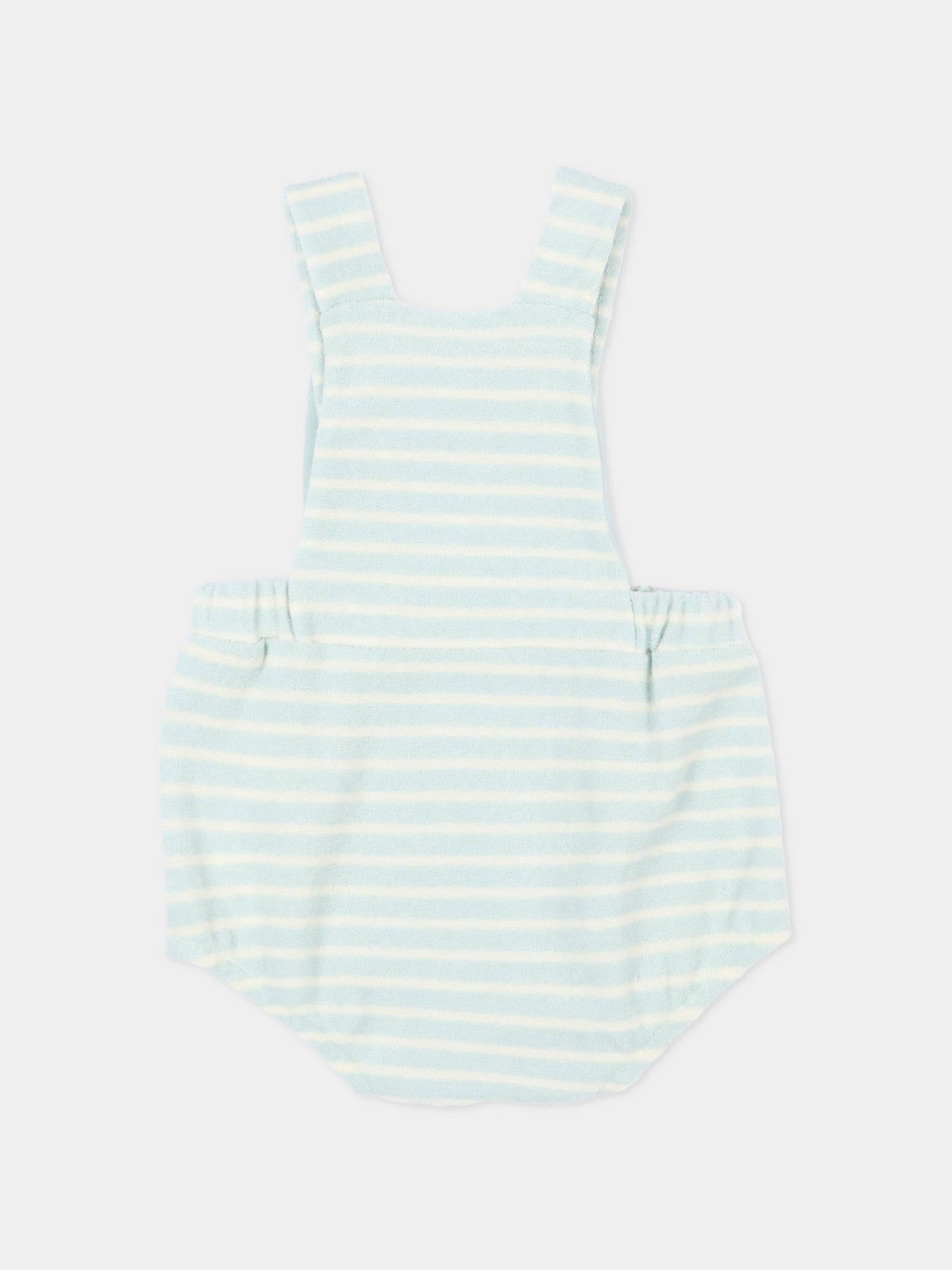 Salopette celeste a righe per neonato,Petit Bateau,A0FIA SPRAY/MILK 01
