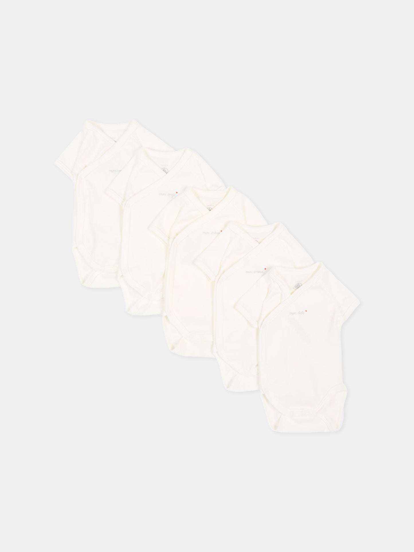 Set body bianco per neonati con dediche,Petit Bateau,A0F9Y VARIANTE 1 00