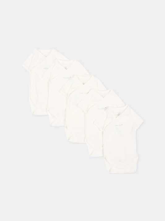 Set body bianco per neonati con dediche,Petit Bateau,A0F9Y VARIANTE 1 00