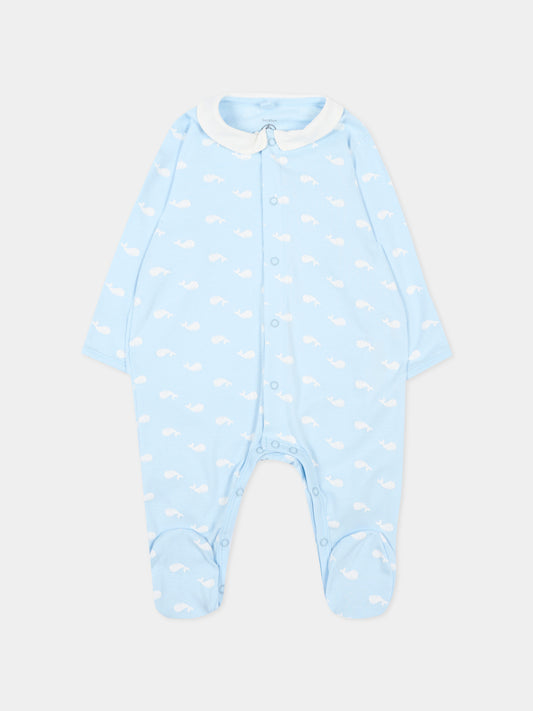 Tutina celeste per neonato con balene,Petit Bateau,A0F2H TOUDOU/MARSHMALLOW 01