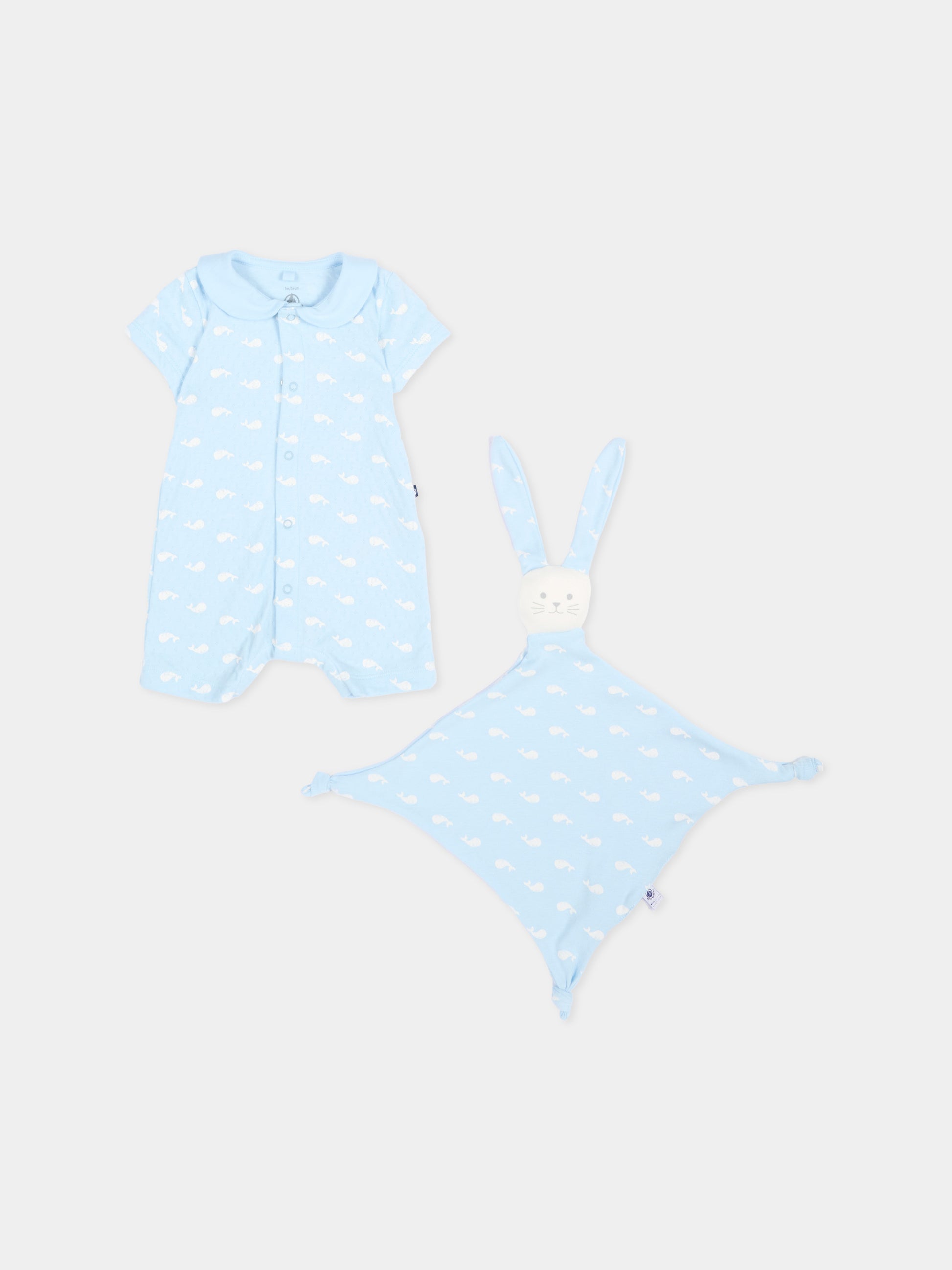 Pagliaccetto celeste per neonato con doudou,Petit Bateau,A0FT0 TOUDOU/MARSHMALLOW 01