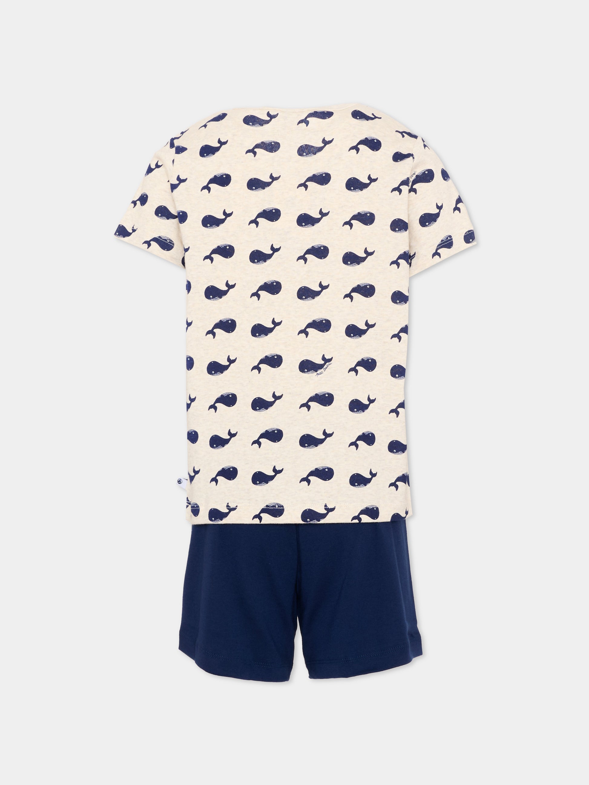 Pigiama blu per bambino con balene,Petit Bateau,A0EF1 MEDIEVAL/MULTICO 01