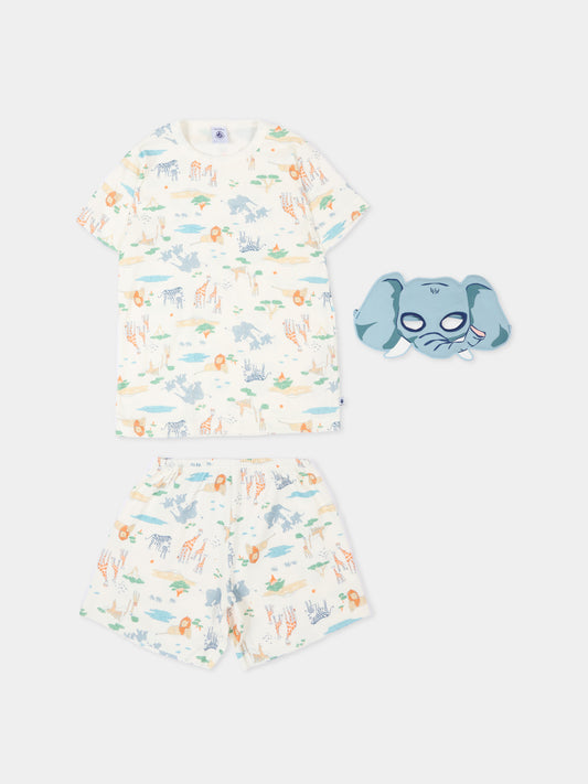 Pigiama multicolor safari per bambini,Petit Bateau,A0F6M MARSHMALLOW/MULTICO 01