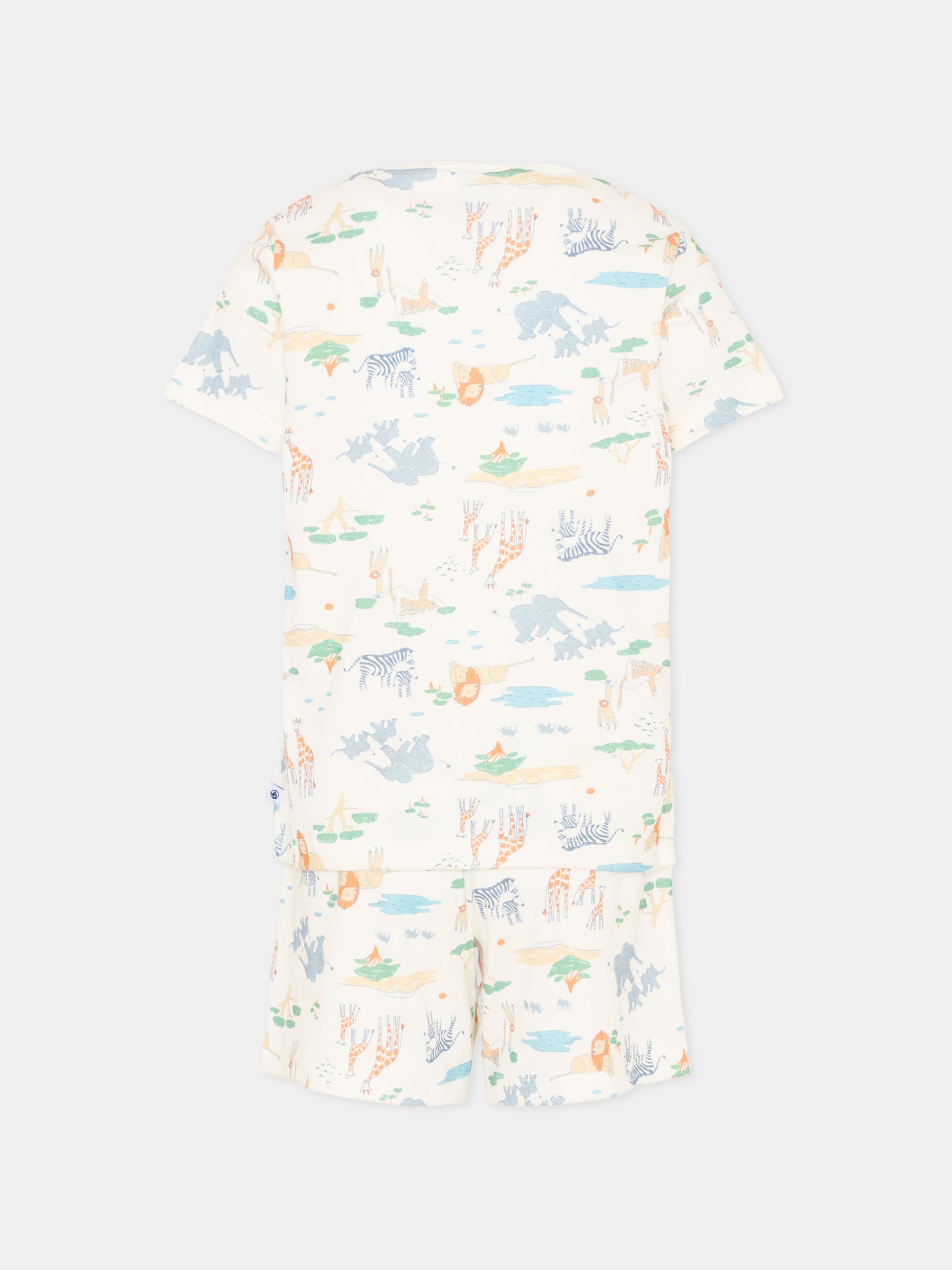 Pigiama multicolor safari per bambini,Petit Bateau,A0F6M MARSHMALLOW/MULTICO 01